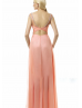 Rhinestone Beaded Ruched Chiffon Sparkly Prom Dress
